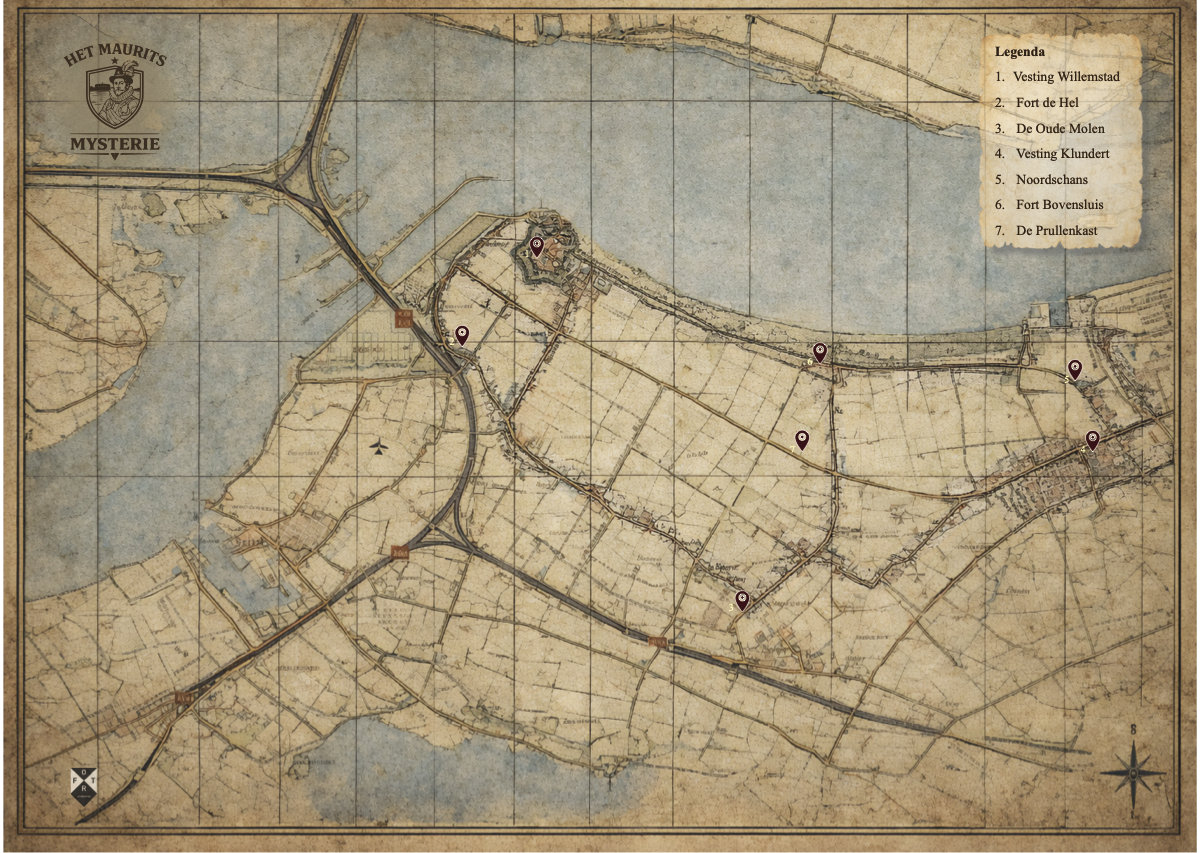 Landkaart van de Stelling van Willemstad